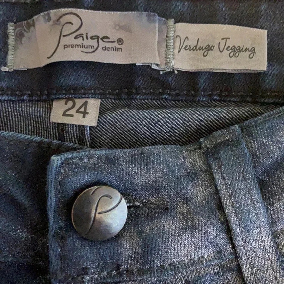 Paige Verdugo Jegging Low Rise Black with Silver Overwash - Size 24 - Picture 4 of 8